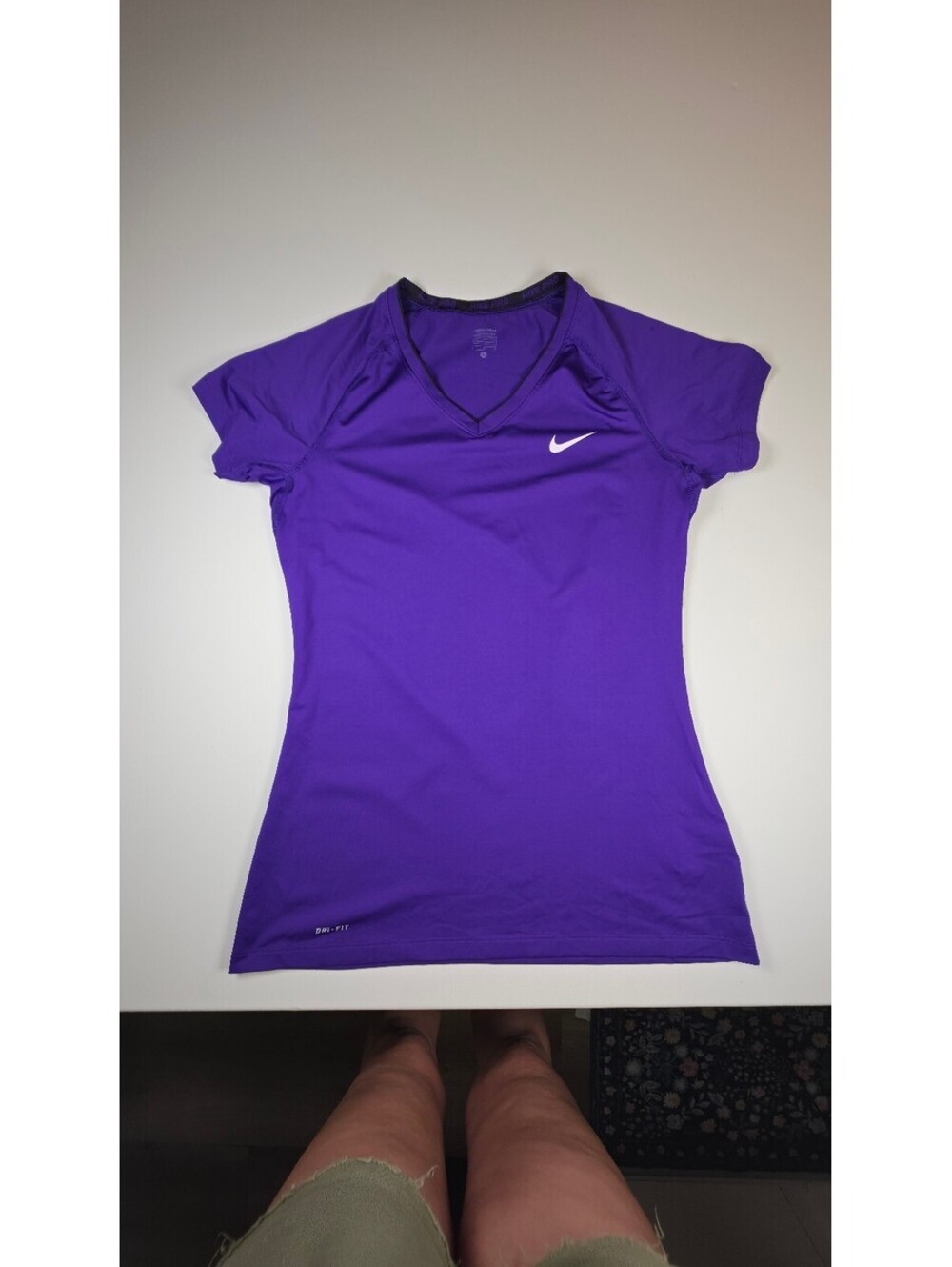 Nike Pro Dri-FIT Purple V-Neck Short Sleeve Compression Training Top Women’s L